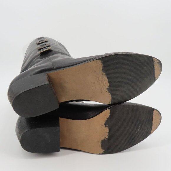 Womens 9 M Solid Black Leather 5 Point Star Concho Cowboy Western Boots Brazil - Picture 12 of 16